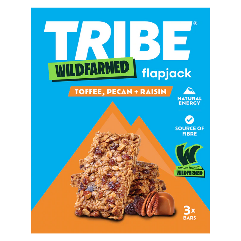 Tribe x Wildfarmed Toffee Pecan & Raisin Flapjack Multipack 3 x 50g - Case of 12 (36 bars total)