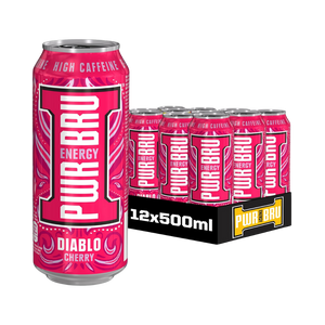 Pwr-Bru Energy Diablo Cherry Energy Drink 500ml - Case of 12