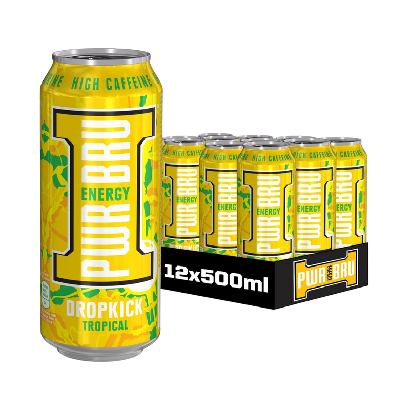 Prw-Bru Energy Dropkick Tropical Energy Drink 500ml - Case of 12