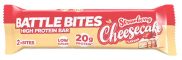 Battle Bites High Protein Strawberry Cheesecake flavour Bar 62g - Case of 12