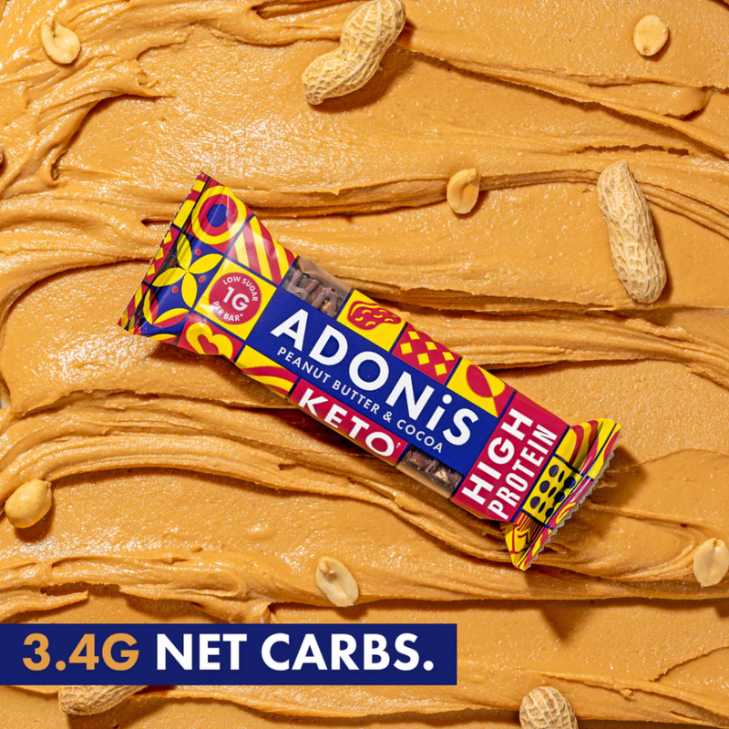 Adonis Peanut Butter & Cocoa Keto High Protein bars 45g - Case of 16