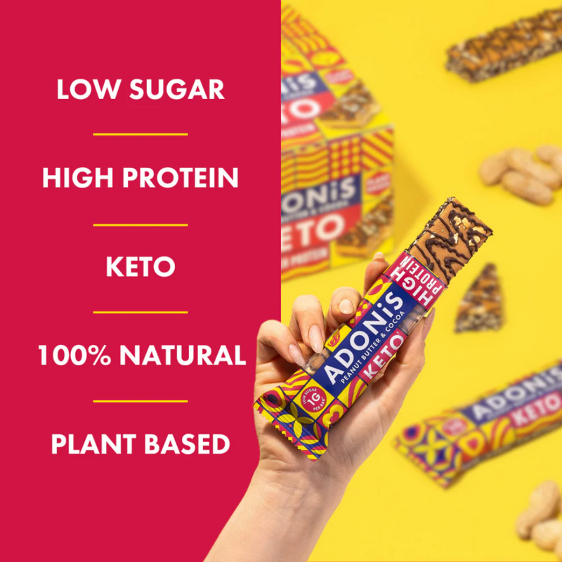 Adonis Peanut Butter & Cocoa Keto High Protein bars 45g - Case of 16