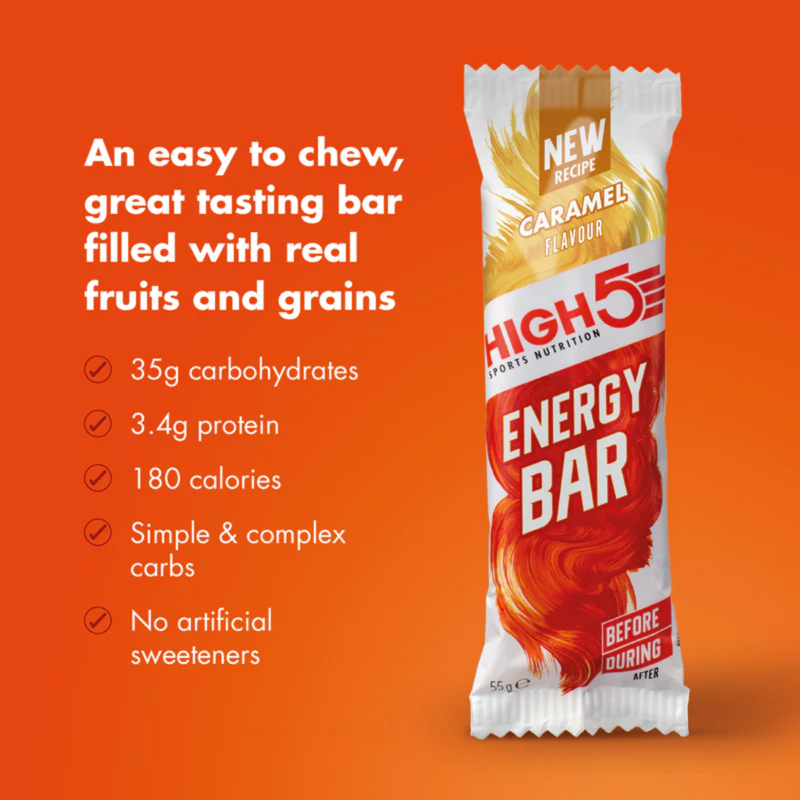 High5 Caramel Flavour Energy bar 55g - Case of 12