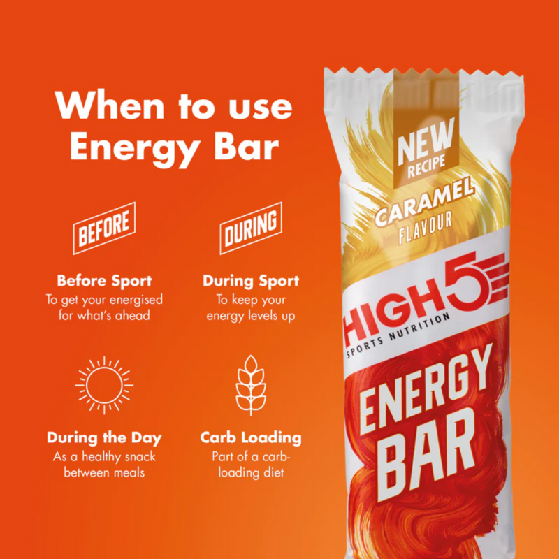 High5 Caramel Flavour Energy bar 55g - Case of 12