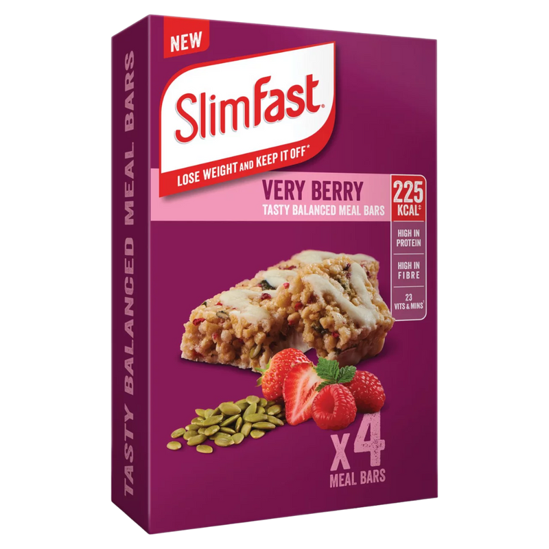SlimFast Very Berry Meal Replacement bars (4 x 60g multipack) - Case of 4 (16 bars total)