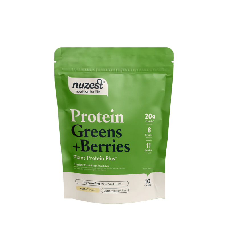 Nuzest Protein Plus Greens + Berries Vanilla Caramel 300g