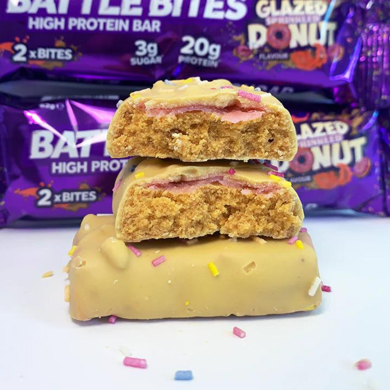 Battle Bites High Protein Glazed Sprinkled Donut Bar 62g - Case of 12