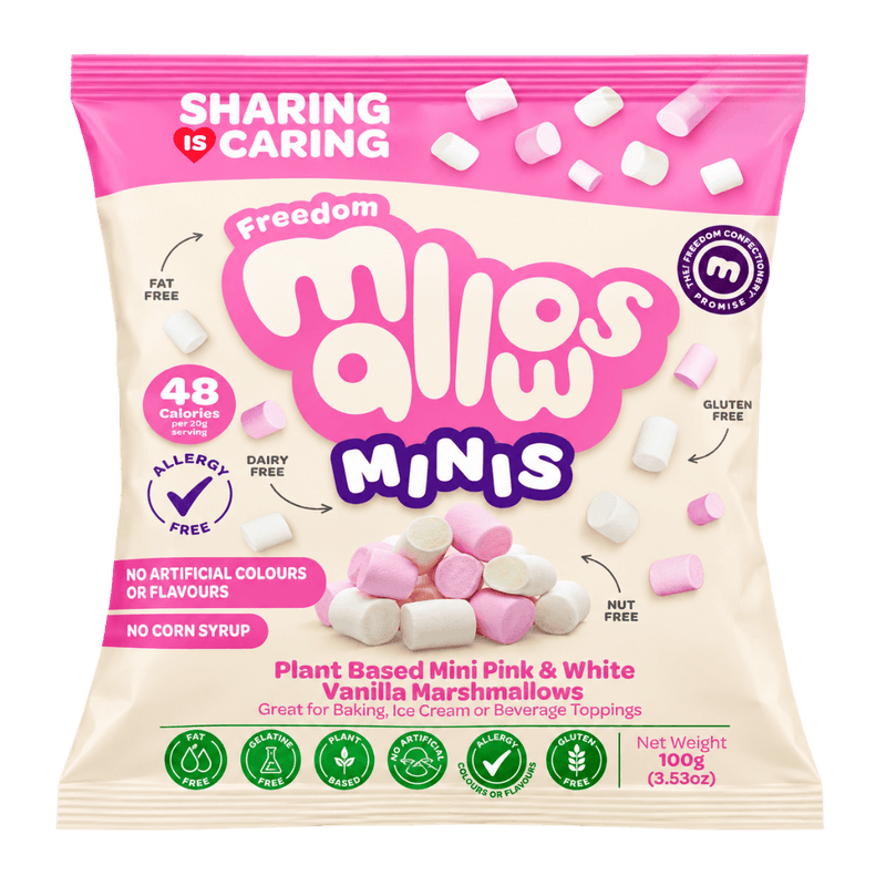 Freedom Confectionery Pink & White Vanilla Marshmallows 100g - Case of 10