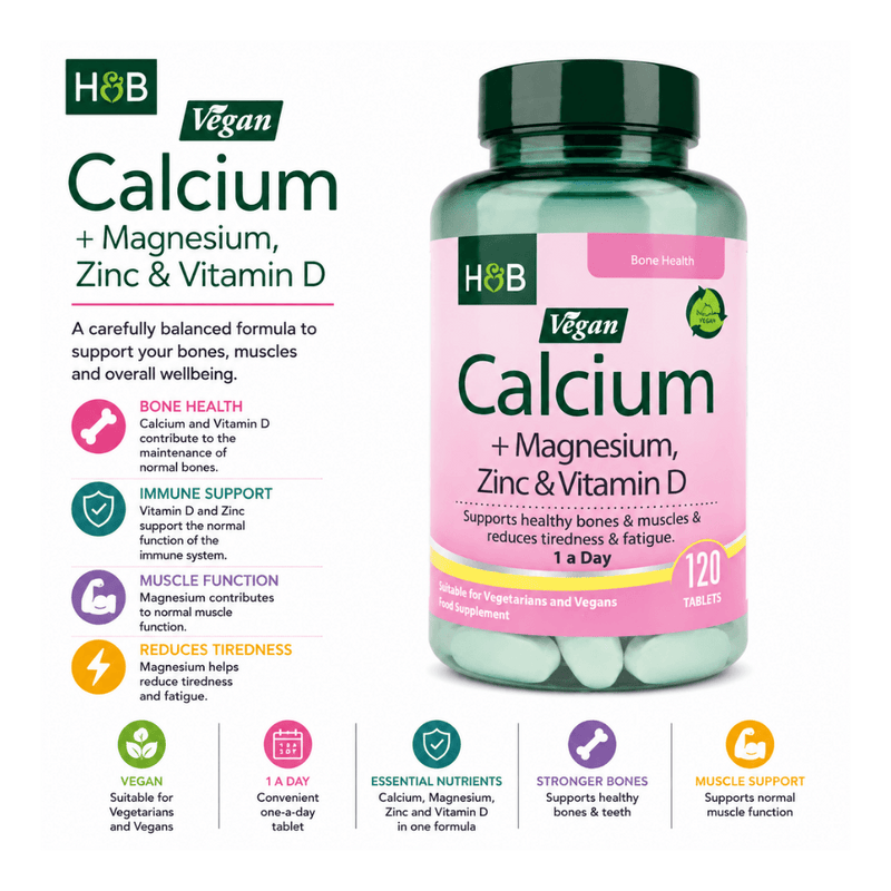 Holland & Barrett Calcium Magnesium Vitamin D & Zinc 120 Tablets