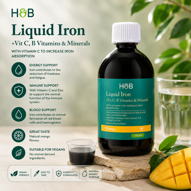 Holland & Barrett Iron + B Vits, Vit C & Minerals Orange Flavour Liquid - 500ml