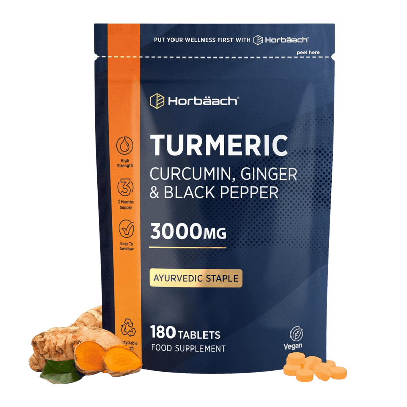 Horbaach Turmeric Ginger & Black Pepper 3000mg 180 Vegan Tablets