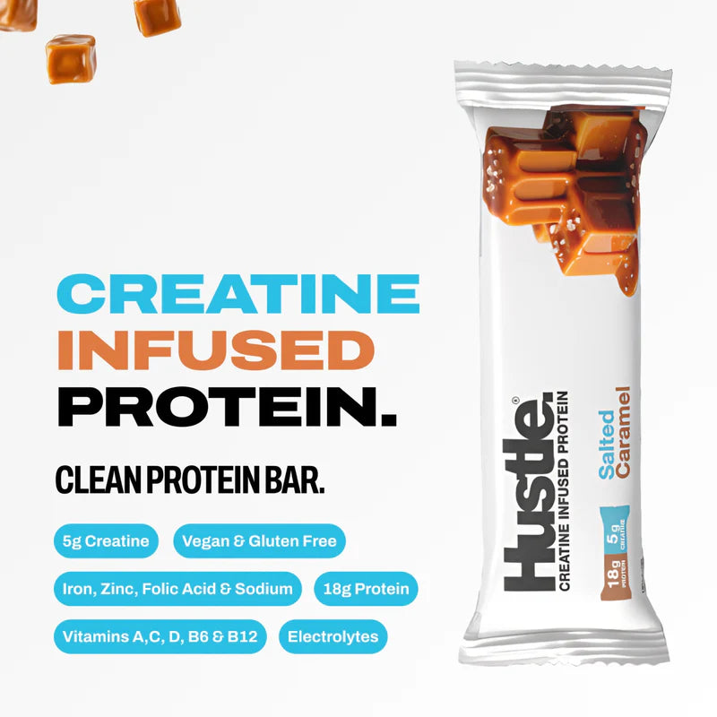 Hustle Salted Caramel Creatine Infused Protein bar 75g - Case of 12