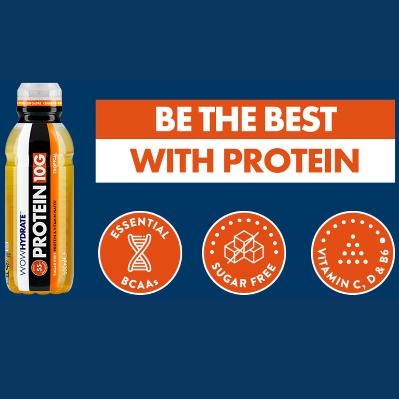 WowHydrate Tropical flavour Sugar Free Protein & Vitamin Water 500ml
