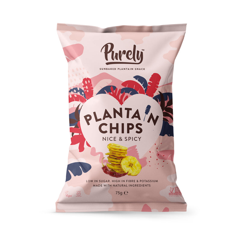 Purely Plantain Chips Nice & Spicy Grab Bag 75g - Case of 10
