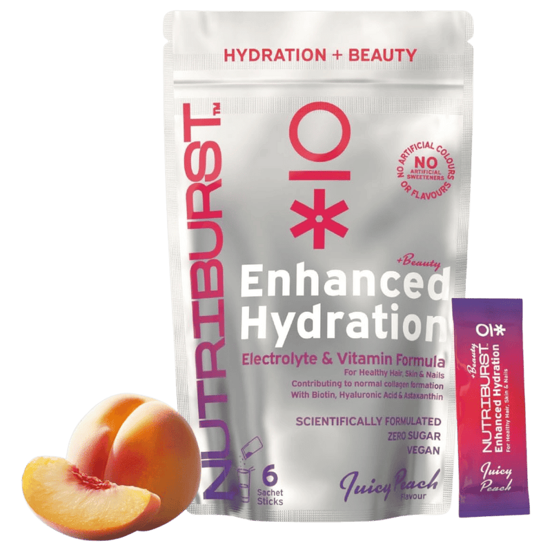 Nutriburst BEAUTY Electrolyte & Vitamin Hydration Powder (Peach) - 6 Sachets