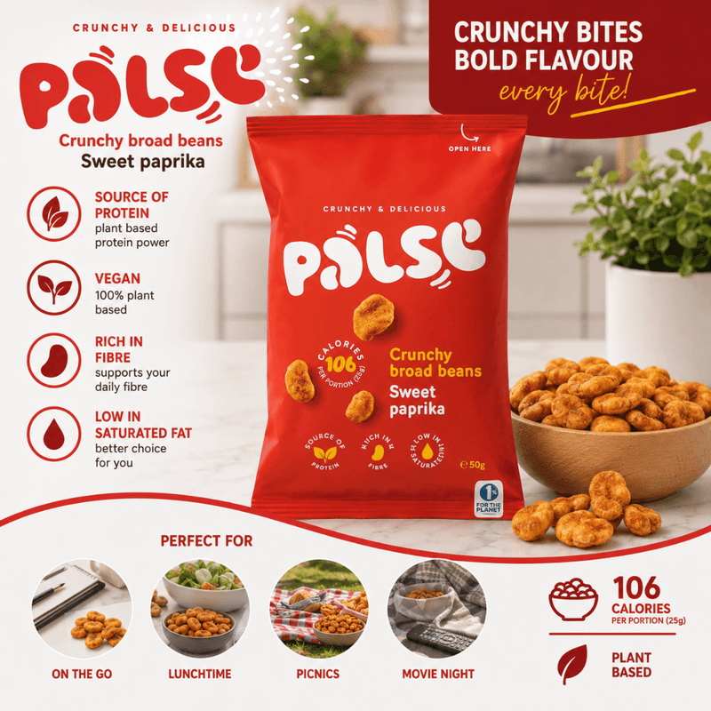 Palse Crunchy Broad Beans Sweet Paprika 50g - Case of 12