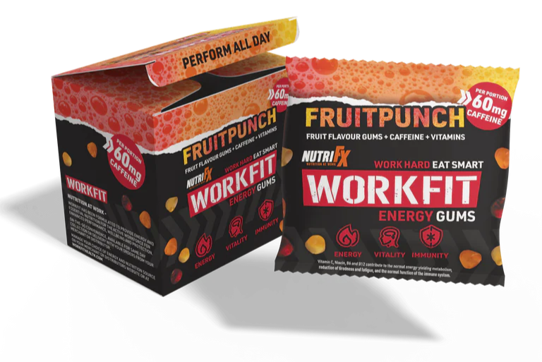 NutriFX Workfit Fruit Punch flavour Energy Gums (6 x 50g multipack)