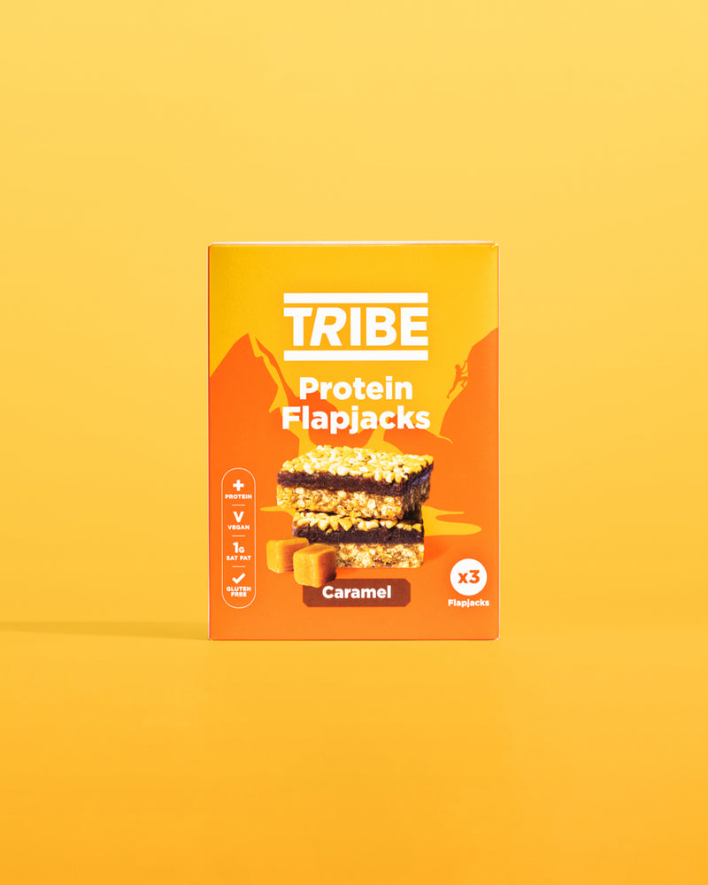 Tribe Caramel Protein Flapjacks (3 x 38g Multipack) - Case of 7 (21 bars total)