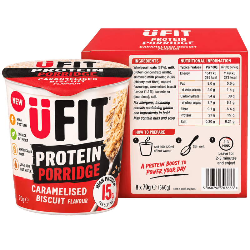 UFIT Caramelised Biscuit Protein Porridge Pots 70g Case of 8
