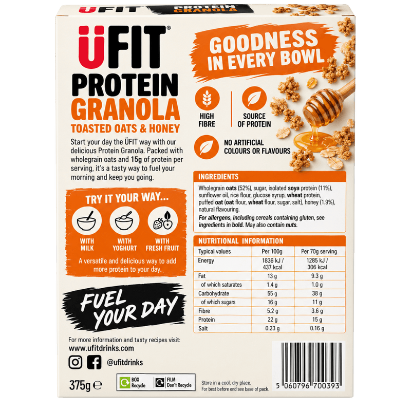 UFIT GRANOLA HONEY 375g Case of 8