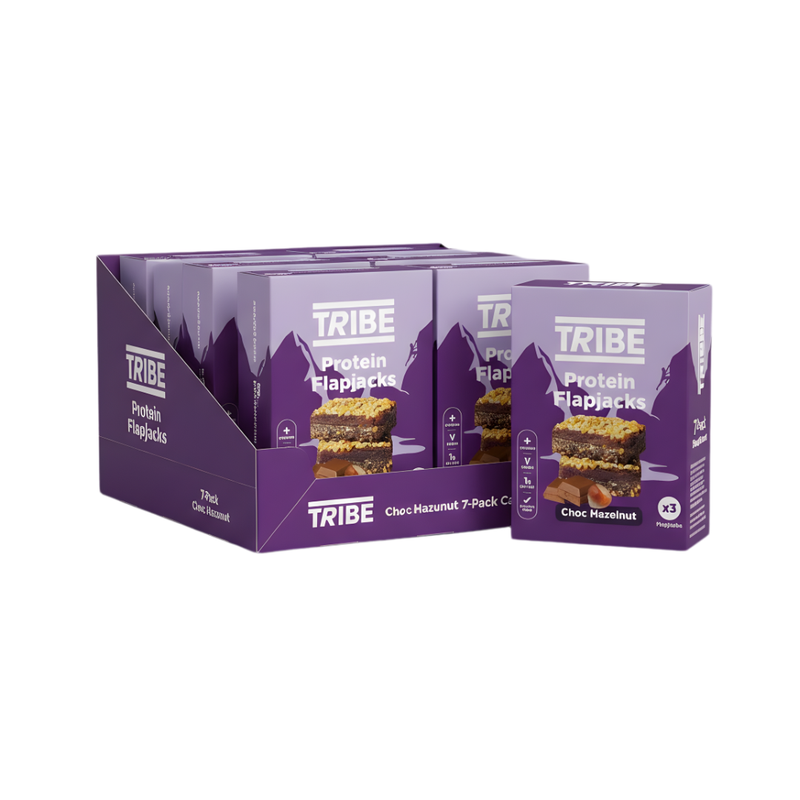 Tribe Choc Hazelnut Protein Flapjacks (3 x 38g Multipack) - Case of 7 (21 bars total)