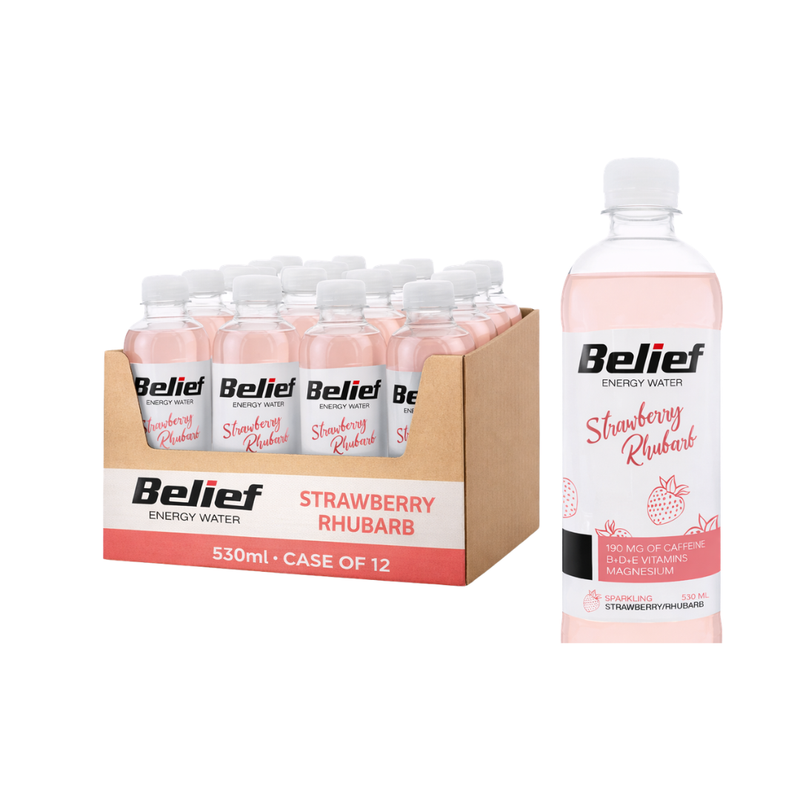 Belief Energy Water Strawberry Rhubarb 530ml - Case of 12
