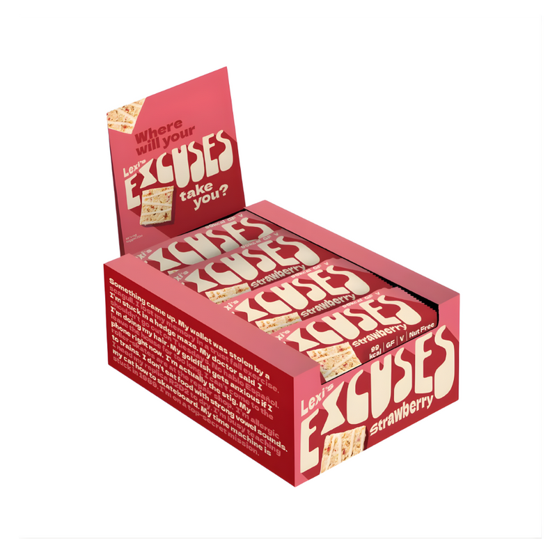 Lexi's Excuses Strawberry & White Chocolate Crispy Bars 25g - Case of 12