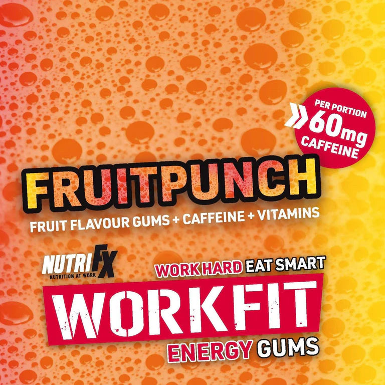 NutriFX Workfit Fruit Punch flavour Energy Gums (6 x 50g multipack)