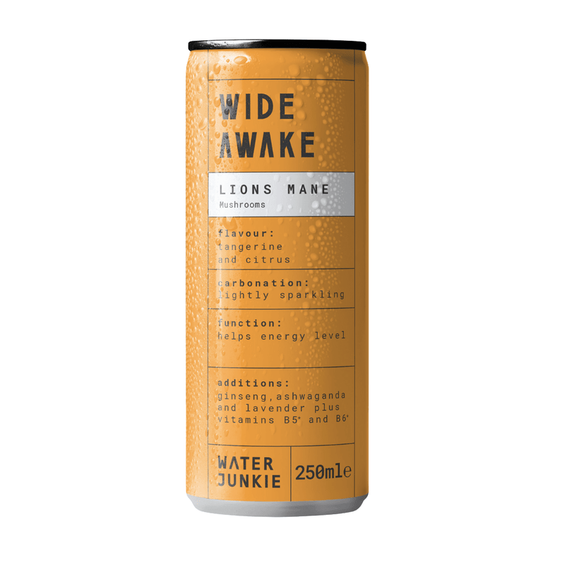 WaterJunkie Tangerine & Citrus Sparkling Lions Mane Mushroom Drink 250ml Case of 12