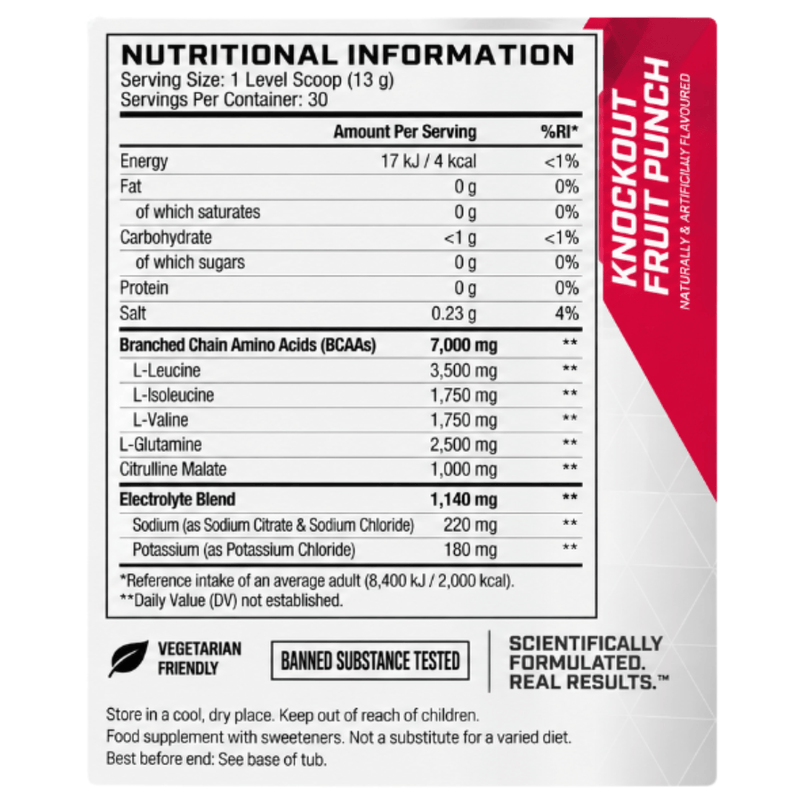 XTEND Original BCAA Powder Knockout Fruit Punch 30 Servings