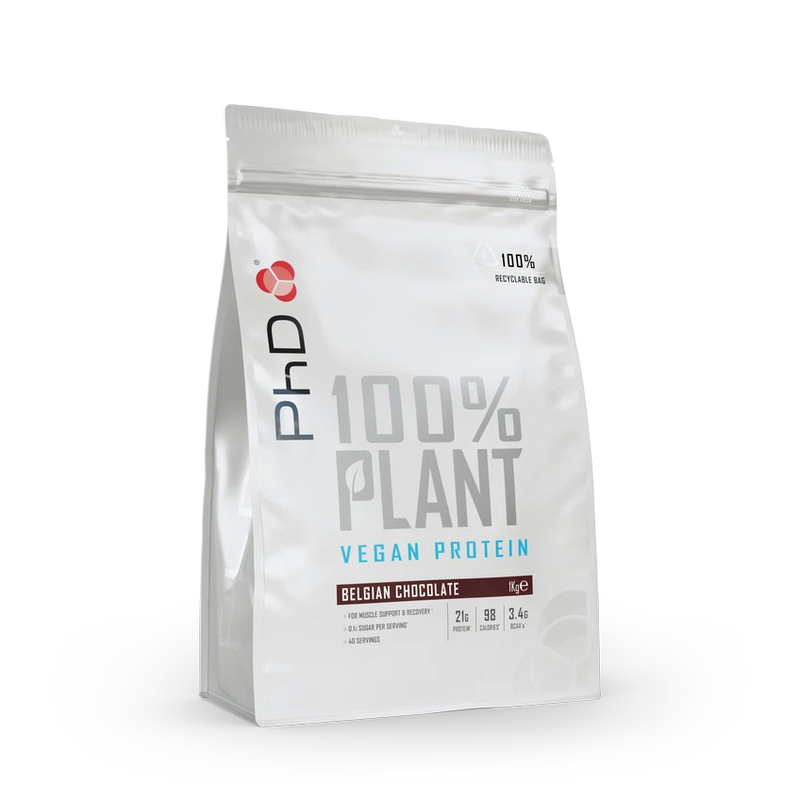 PHD 100% Plant Belgian Chocolate Vegan Protein Powder 1kg