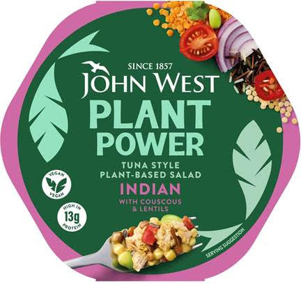 John West Plant Power Tuna Style High Protein Indian Salad 220g - Case of 6