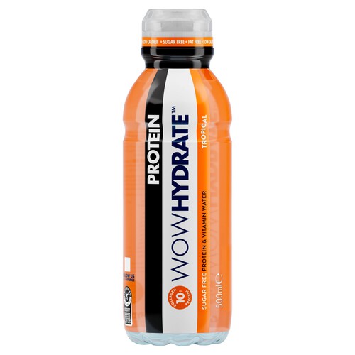 Wow Hydrate Tropical flavour Sugar Free Protein & Vitamin Water 500ml - Case of 12