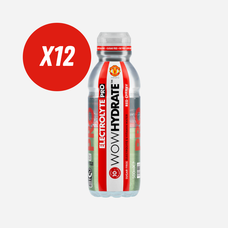 Wow Hydrate Sugar Free Electrolyte Pro Water Red Cherry Man Utd Edition 500ml - Case of 12