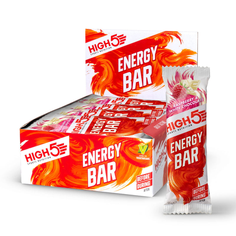 High5 Raspberry & White Chocolate Energy Bar 55g - Case of 12 [Best Before: 28/02/2026]