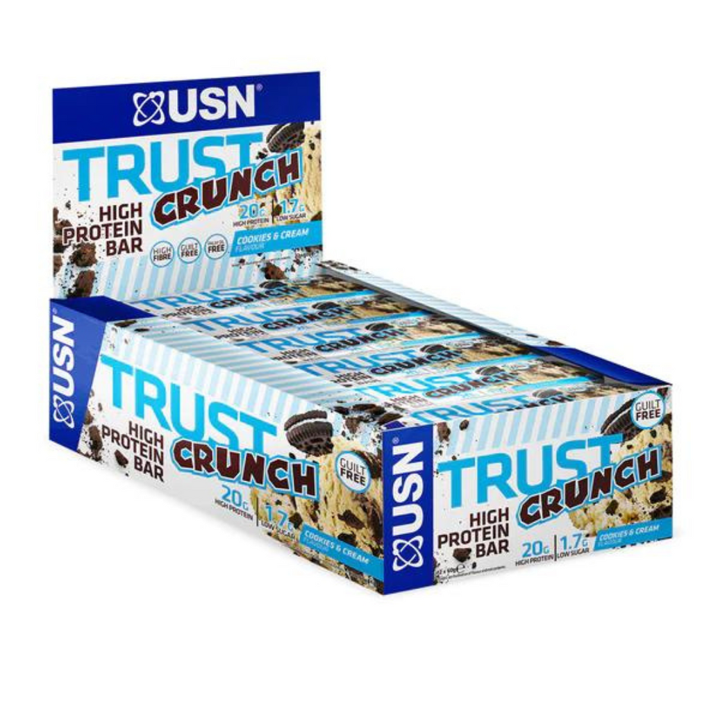 USN Trust Crunch Cookies & Flavour High Protein Bar Case 12