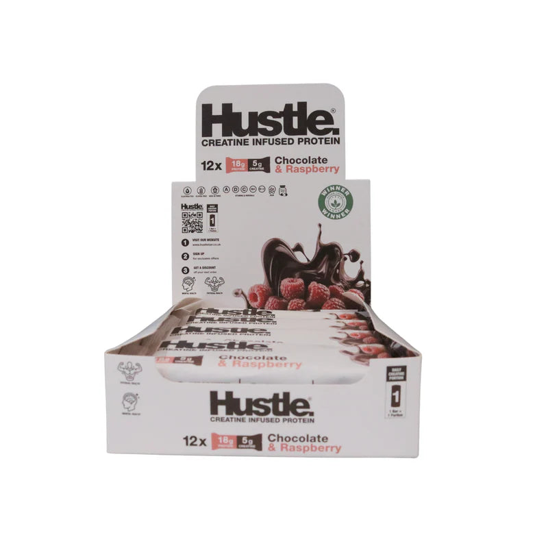 Hustle Chocolate Raspberry Creatine Infused Protein bar 75g - Case of 12