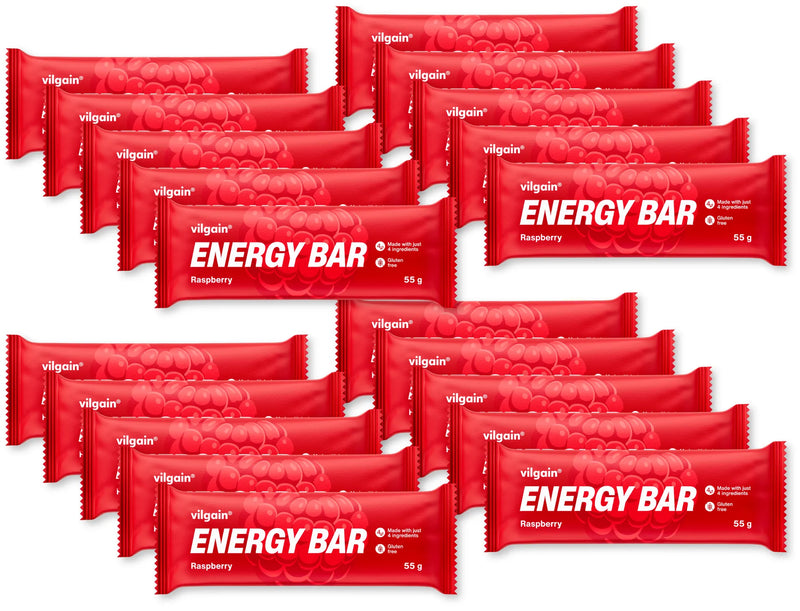 Vilgain Energy Bar Raspberry 55g - Case of 20 [Best Before: 31/10/2025]
