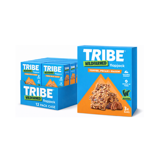 Tribe x Wildfarmed Toffee Pecan & Raisin Flapjack Multipack 3 x 50g - Case of 12 (36 bars total)