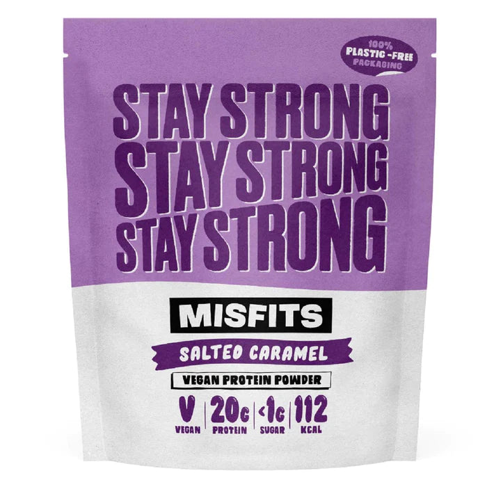 Misfits Salted Caramel Flavour Plant-Powered High Protein Powder 500g - Bundle of 4 Multisave