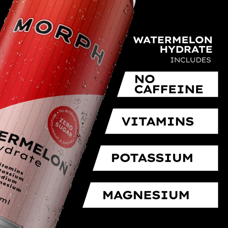 Morph Hydrate Zero Sugar Energy & Electrolyte Drink Watermelon 330ml - Case of 12