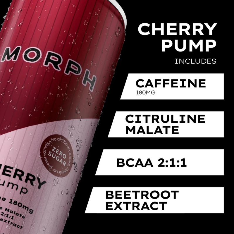 Morph Pump Zero Sugar Energy Drink Cherry 330ml - Case of 12
