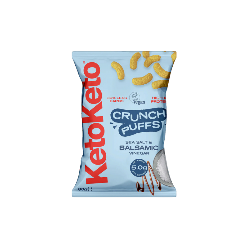 KetoKeto Sea Salt & Balsamic Vinegar Crunch Puffs 80g - Case of 10