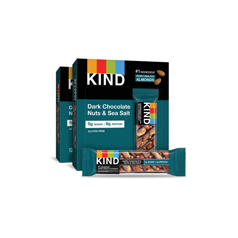 KIND bar 40g - mixed box of 24 bars (Caramel Almond & Sea Salt, + Dark Chocolate Nuts & Sea Salt)