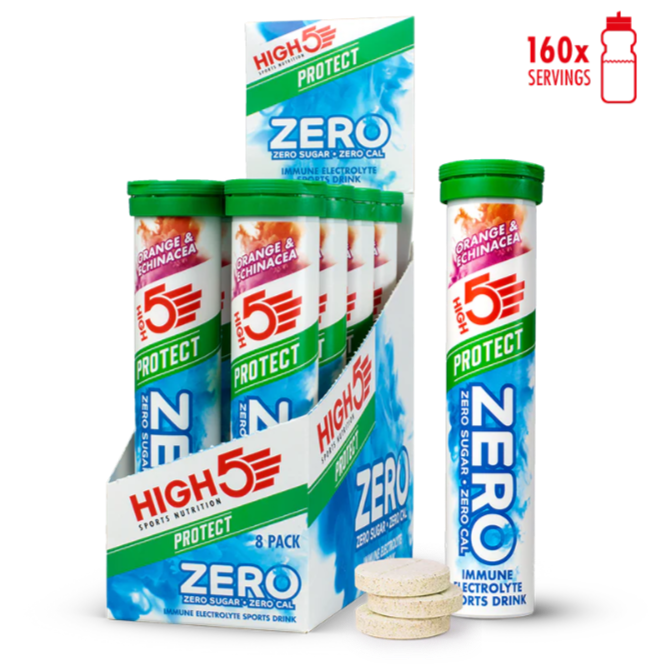 High5 Zero Protect Orange & Echinacea Immune Electrolyte Sports Drink tablets (20 tablets) - Case of 8 [Best Before: 16/05/2025]