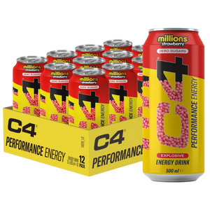 C4 Energy Drink Millions Strawberry flavour 500ml - Case of 12 [Best Before: 06/08/2025]