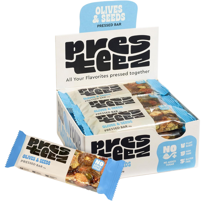 Presteez Olive & Seed Pressed Fruit & Nut bar 35g - Case of 12 [Best Before: 16/06/2025]