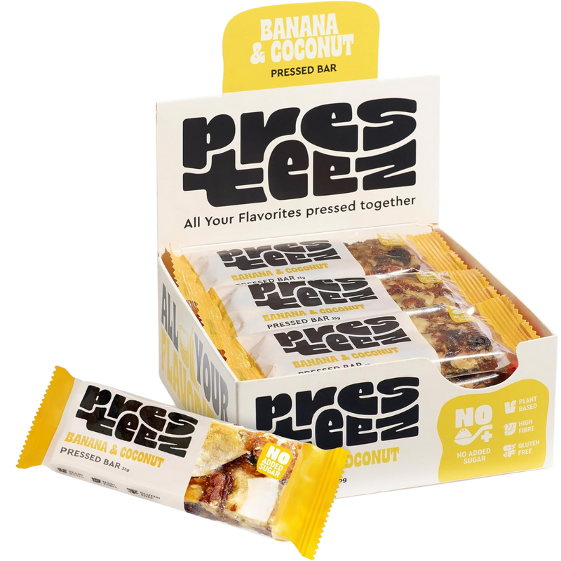 Presteez Banana & Coconut Pressed Fruit & Nut bar 35g - Case of 12 [Best Before: 14/06/2025]