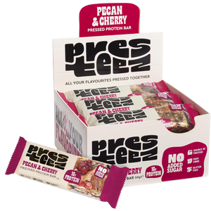 Presteez Pecan & Cherry Pressed Protein bar 50g - Case of 12 [Best Before: 10/06/2025]