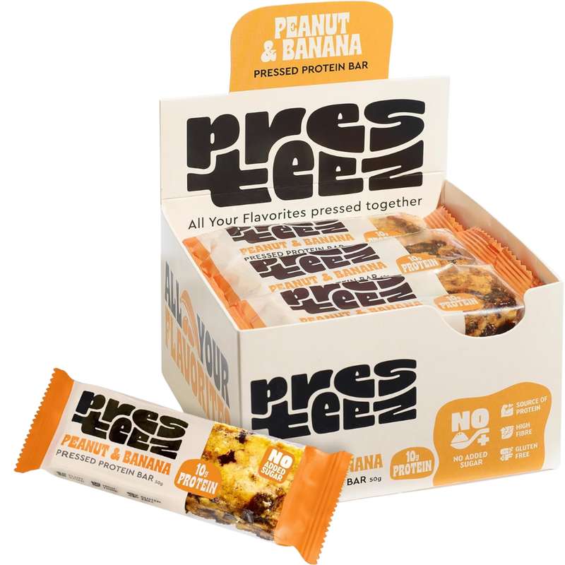 Presteez Peanut & Banana Pressed Protein bar 50g - Case of 12 [Best Before: 04/06/2025]